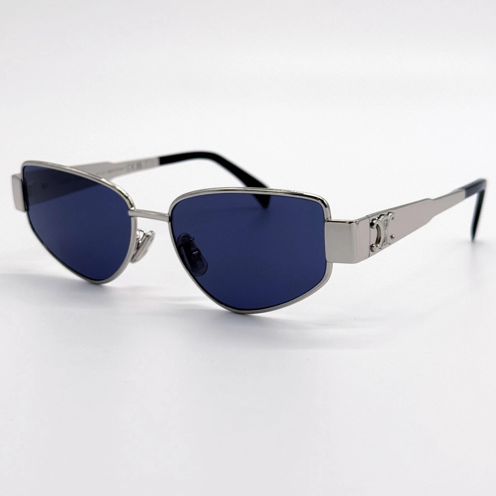 Celine Cl40293u Sunglasses Shiny Palladium Metal Geometric
